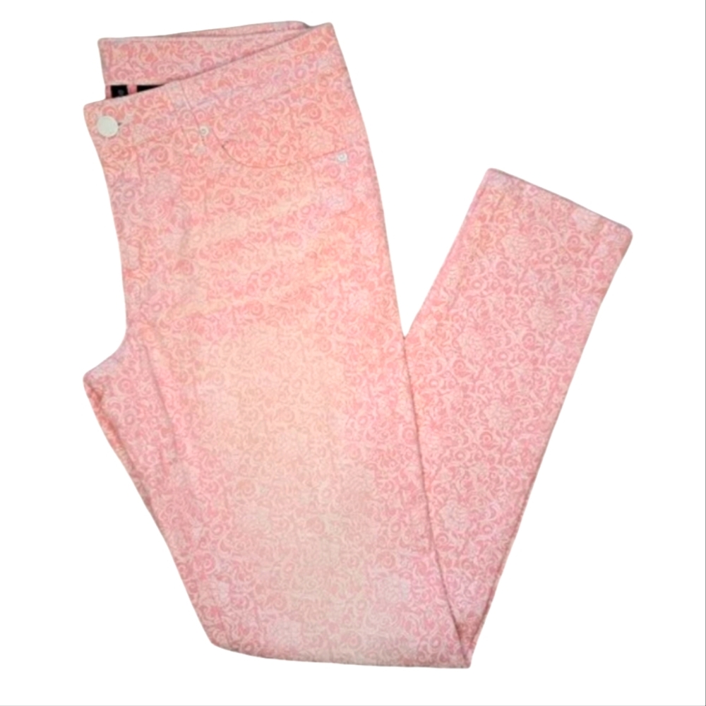 Bisou Bisou Pink Pink Patterned Skinny Ankle Pants Size 8
